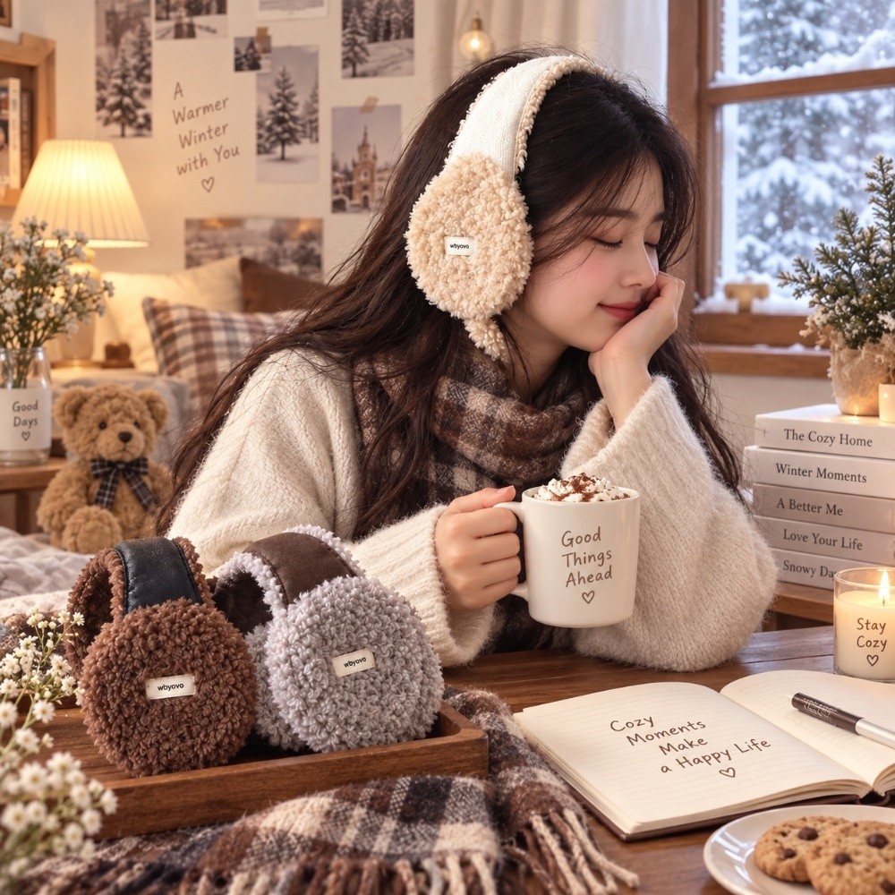 Japanese Style Vintage Faux La - Earmuffs Foldable ulasan dan harga