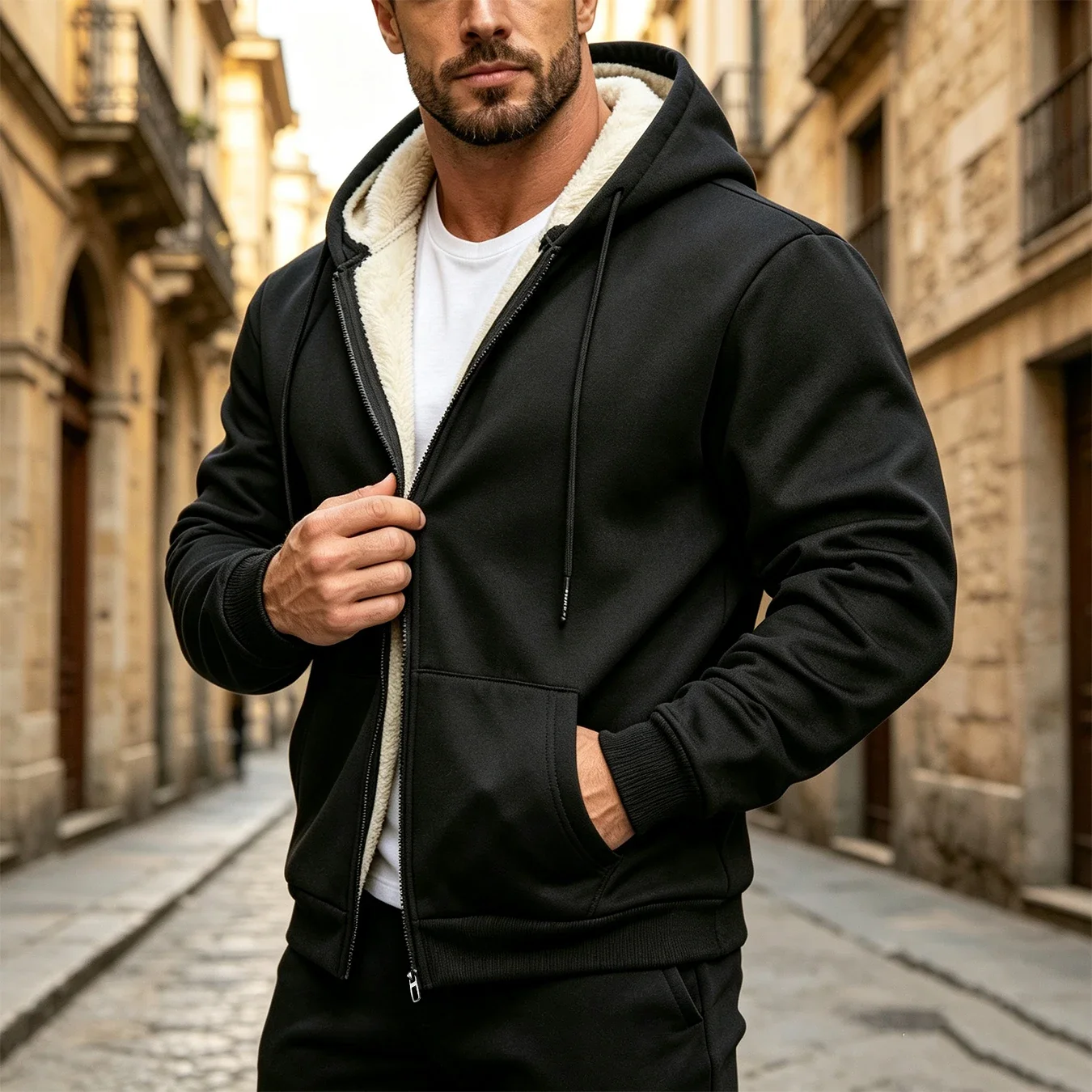 Men's Sherpa Fleece Hoodie Jac - Sherpa Hoodie Fleece ulasan dan harga