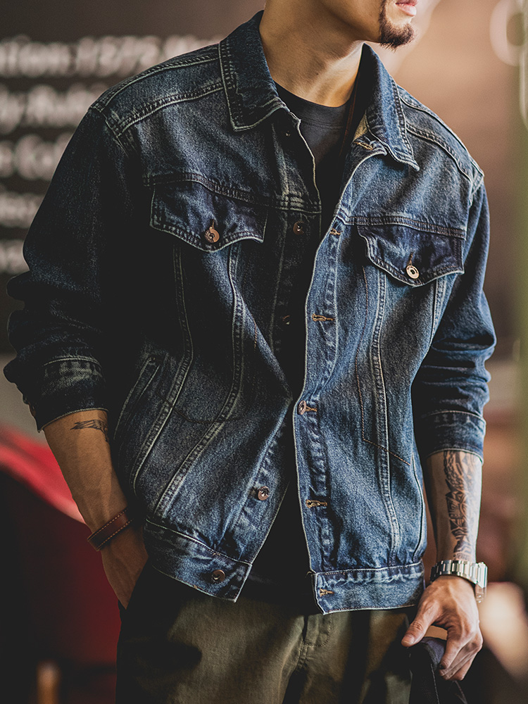 Retro American Washed Blue Den - Down Jacket Packable ulasan dan harga