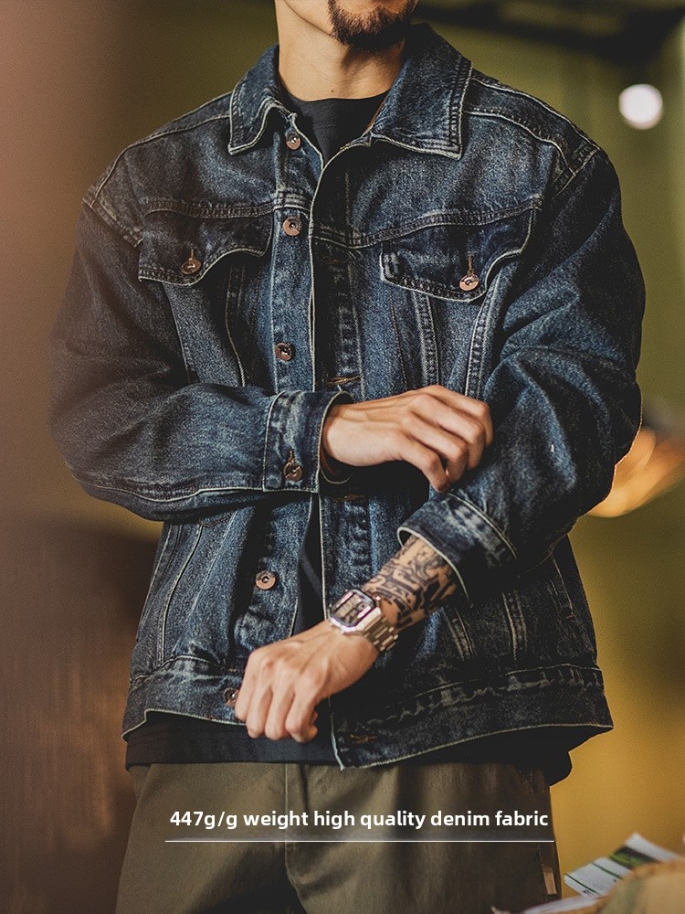 Retro American Washed Blue Den - Down Jacket Packable ulasan dan harga