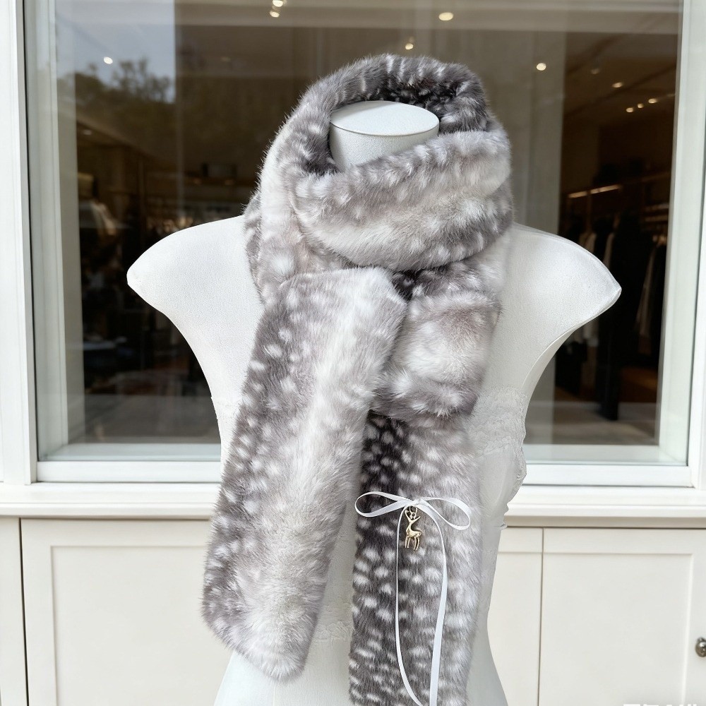 Cute Deer Print Scarf Winter W - Earmuffs Foldable ulasan dan harga