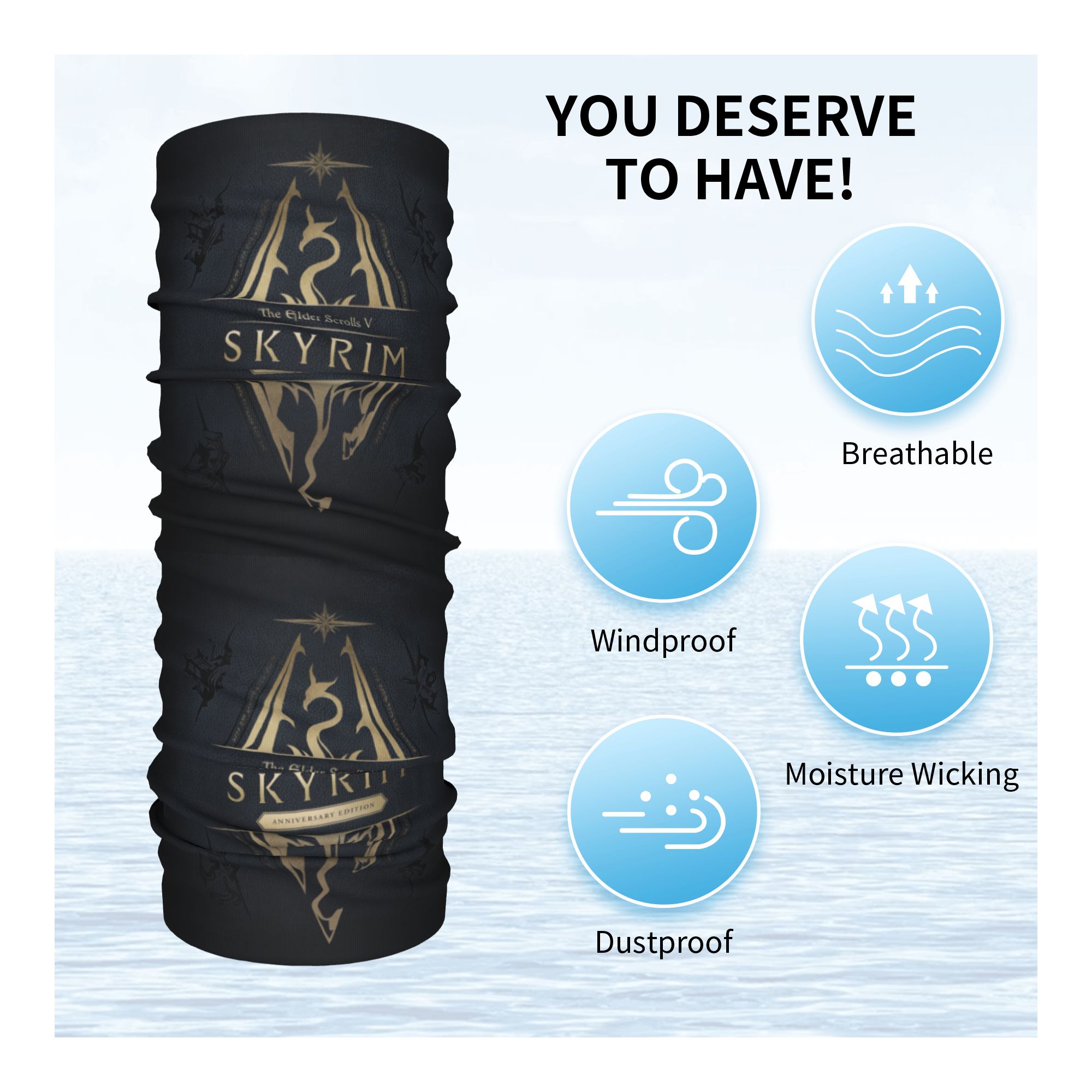 Custom Skyrim Logo Bandana Win - Neck Gaiter Fleece ulasan dan harga