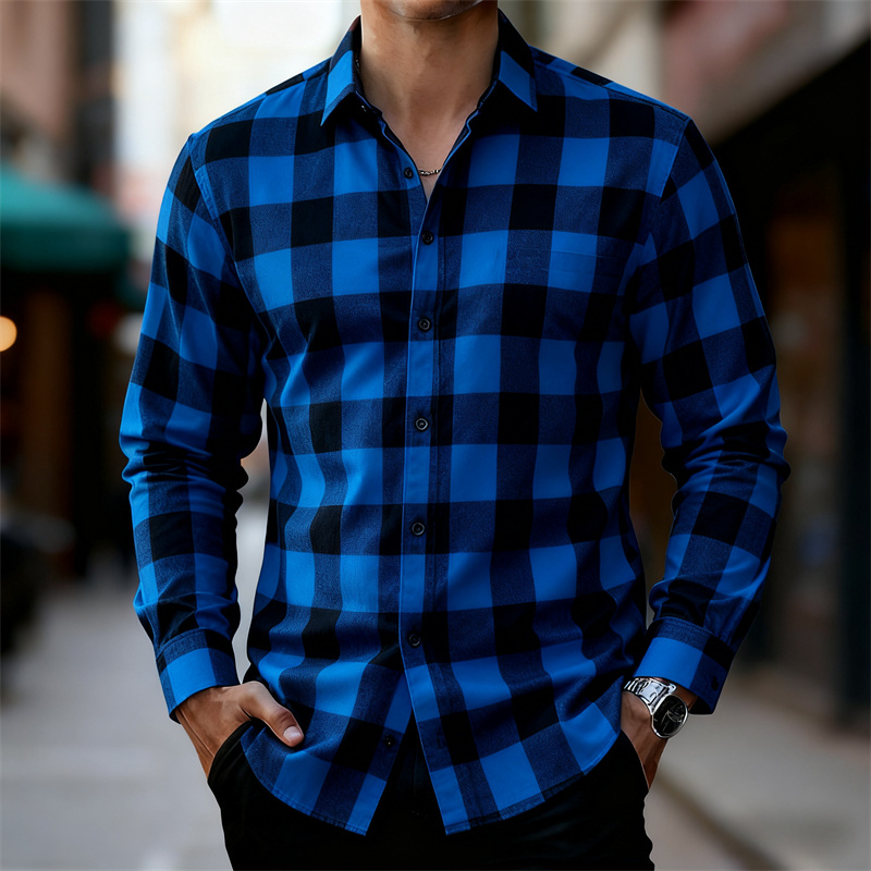 Men's Classic Red and Black Pl - Flannel Shirt Lined ulasan dan harga