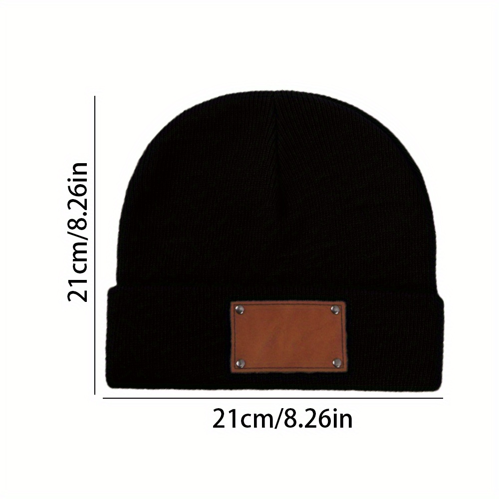 Custom Name Leather Label Knit - Knit Beanie Hat Warm ulasan dan harga