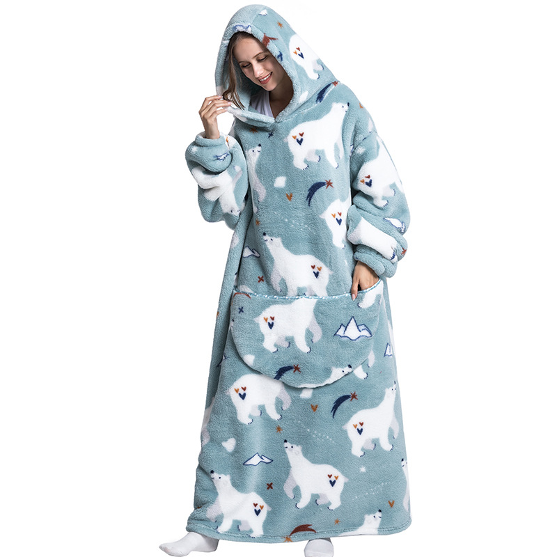 Winter Plush Blankets Wearable - Sherpa Hoodie Fleece ulasan dan harga
